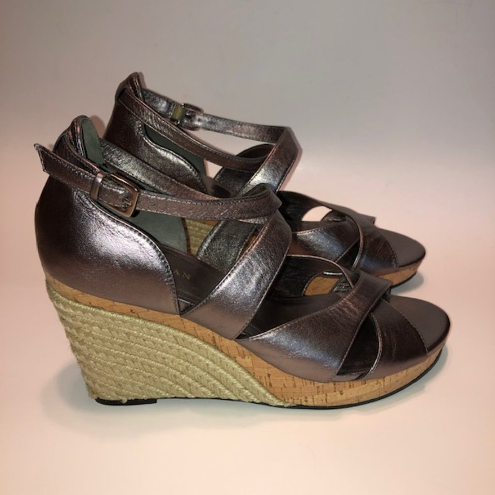 Sz 8 Cole Haan Air Marisa Silver Gunsmoke Wedge Sandals NWOT - Picture 11 of 16